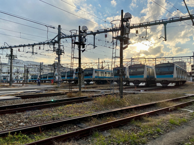 ▲蒲田電車区(現:大田運輸区)に並ぶ京浜東北線の電車たち。
