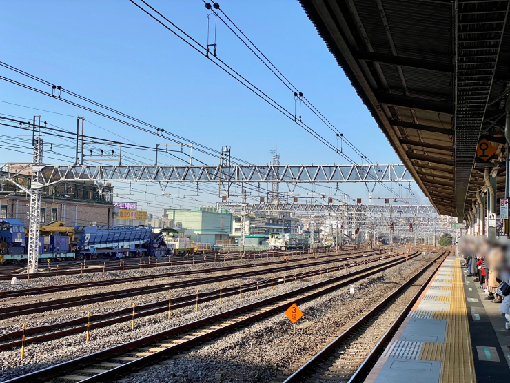 ▲「金町」駅には現在も貨物線が接続しているため、貨物列車用のヤードがある。工業都市の名残の一つ