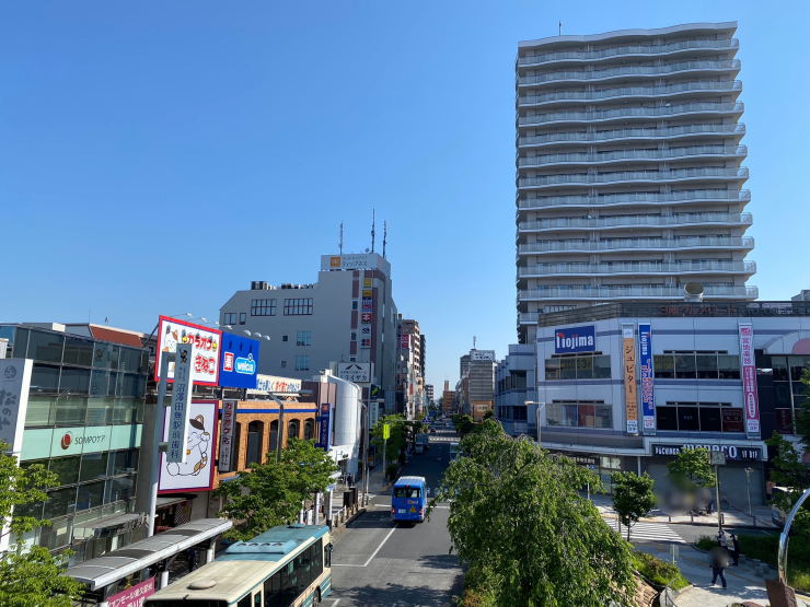 ▲「田無」駅北口の商店街。