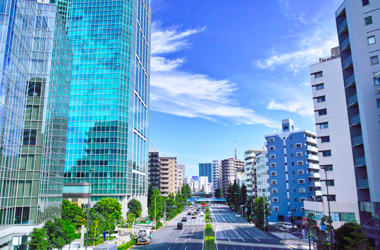 白金一丁目交差点から麻布方面の風景